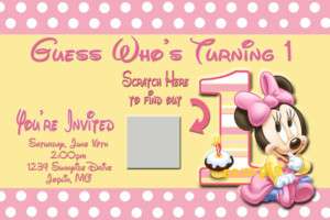 Baby Minnie Mouse BIRTHDAY INVITATION * SCRATCH OFF*  