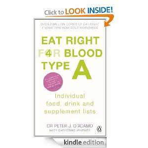 Eat Right for Blood Type A Individual Food, Drink and Supplement 