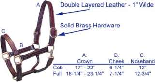 Premium Leather Triple Stitch Stable Horse Halter COB  