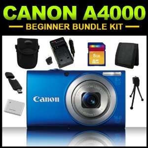 com Canon PowerShot A4000 IS 16MP Digital Camera (Blue) 8GB Beginner 