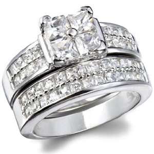  Elanitas Princess Shape CZ Wedding Ring Set   5 Jewelry