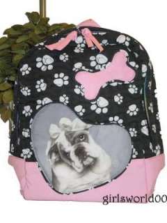 BULLDOG ~ DOG ~ PAW PRINT QUILTED BACKPACK PURSE ~ BAG  