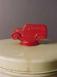 VINTAGE POTATO CHIP *GORDONS* CANISTER with GORDONS RED GLASS TRUCK 