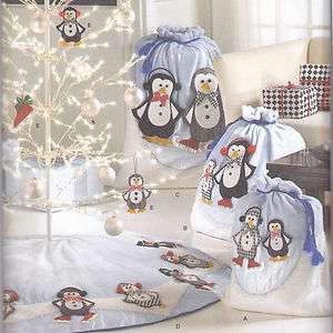 Ice Skating Penguins Ornaments Christmas Decoration Tree Skirt Gift 