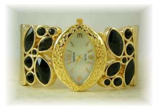 Geneva Big Bold Gem Bangle Bracelet Watch Gold & Silver  