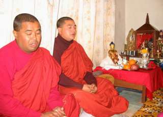 Medicine Buddha Statue being blessed by the newar Lama (Bhante 