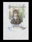 16 Boxed Christmas Cards Maine Coon Fat Cat Grey Tabby  