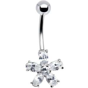  Crystalline Pansy Flower Belly Ring Jewelry