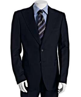 style #301106502 navy herringbone wool 2 button suit with flat front 