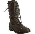 candela brown leather combat studded lace up boots