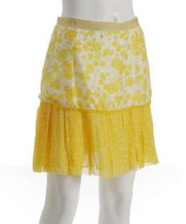 Dolce & Gabbana D&G yellow floral silk ruffle skirt   up to 70 
