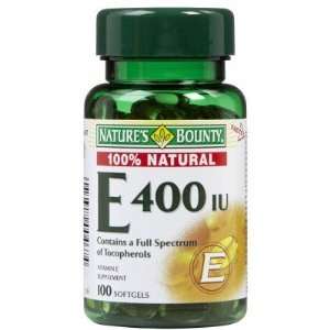 Natures Bounty  Vitamin E 400 IU Natural, 100 softgels 