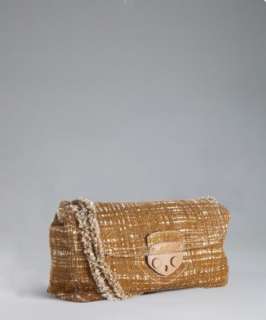 Prada tobacco tweed Pattina shoulder bag  