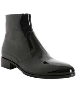 Prada black patent leather ankle boots  