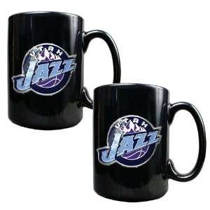  Utah Jazz NBA 2pc Black Ceramic Mug Set   Primary Logo 