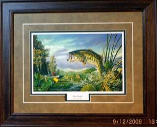 Terry Doughty framed Bass Fishing print FIRST STRIKE  
