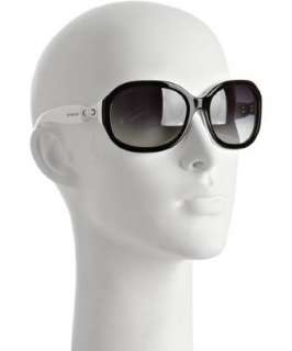 Bulgari black and white plastic round sunglasses   