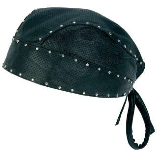 Biker/Motorcycle Solid Leather Skull Cap with Studs  