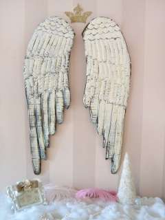   Angel Wings Long White Rustic French Style Holiday Wall Pair  
