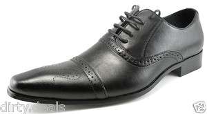NEW OFFICE STYLISH FORMAL OXFORDS LACE UPS LEATHER MENS BLACK DRESS 