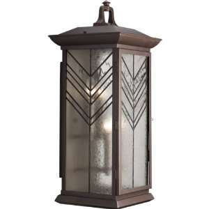   Aluminum Wall Lantern with Glue Chip and Water Glass Insets, Heirloom