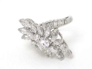   spectacular vintage cascade ring crafted in platinum with brilliant