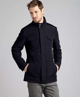 Zegna navy water repellent City wool trimmed zip front jacket