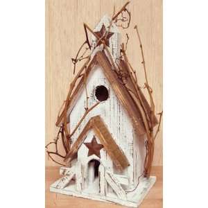  BirdHouse   Primitive White Washed   Country Rustic 