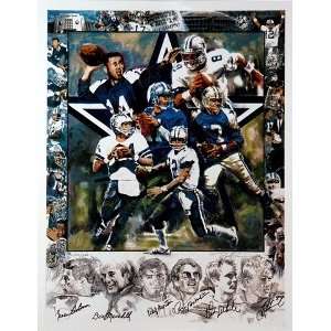 Cowboys Quarterbacks 6 Autos LITHOGRAPH