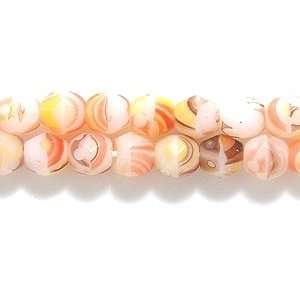 Preciosa Czech 4 mm Fire Polished Glass Bead, Faceted Round, White/Red 