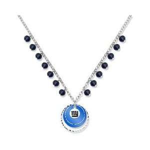  New York Giants Game Day Necklace W/ Blue Glass Bead 