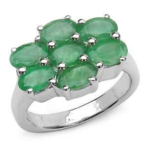  3.15 Carat Genuine Emerald Sterling Silver Ring Jewelry