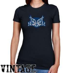  NCAA Rice Owls Ladies Navy Blue Distressed Logo Vintage 