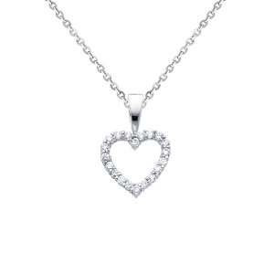 CZ Cubic Zerconia Charm Pendant with White Gold 1.2mm Side Diamond cut 