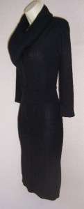 MAX AND CLEO BCBG Black 3/4 Sleeve Cowl Draped Neck Sweater Dress XL 