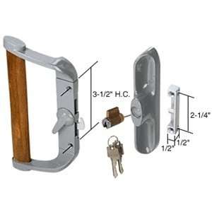 Aluminum/Wood Hook Style Surface Mount Sliding Glass Door Handle 3 1/2 