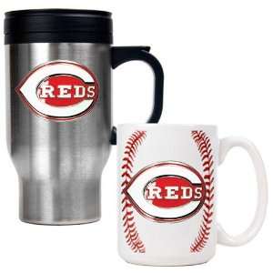 Cincinnati Reds MLB Stainless Steel Travel Mug & Gameball Ceramic Mug 
