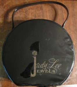   Round Jewelry Train Case Judy Lee Jewels black travel bag  