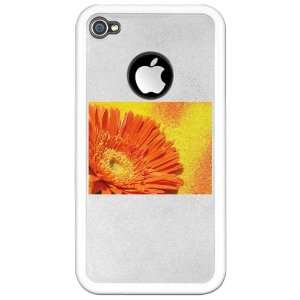  iPhone 4 or 4S Clear Case White Daisy Orange Gerbera 