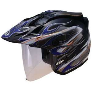  GMAX GM 27 Open Face Motorcycle Helmet   Black   Blue 