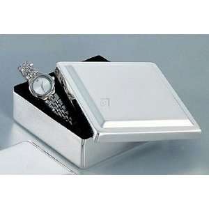 SQUARE LIFT TOP BOX, SILVER PLATED. 