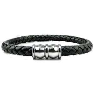   Wear Stainless Steel 2 Bead Braided Leather Bracelet Tropicari