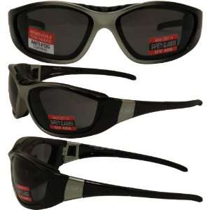Freedom Gloss Grey and Black Frame Motorcycle Riding Glasses Smoke 