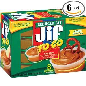 Jif To Go Reduced Fat Creamy Peanut Butter, 13.6 Ounce (Pack of 6 