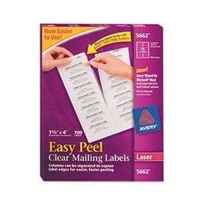   PEEL LASER MAILING LABELS, 1 1/3 X 4, CLEAR, 700/BOX