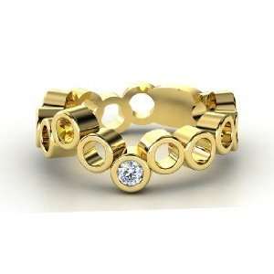   Stones Ring with Two Gems, 14K Yellow Gold Ring with Diamond & Citrine