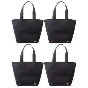  Reusable Shoulder Tote Bag Black 4 Pack 