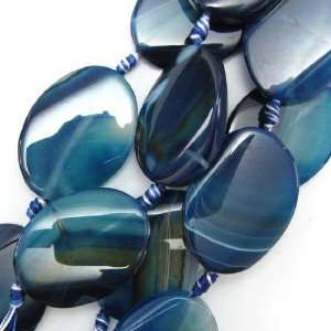  40mm blue agate twist oval beads 8 strand