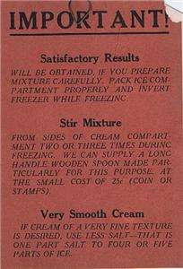 Auto Vacuum Ice Cream Freezer Recipes Book, 1920s  