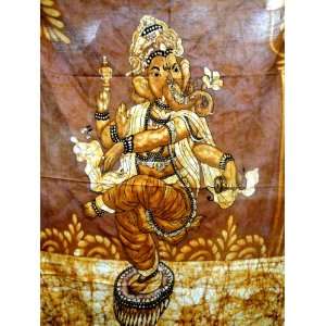Indian God Ganesh / Dancing Ganesha / Cotton Fabric Tapestry Batik 